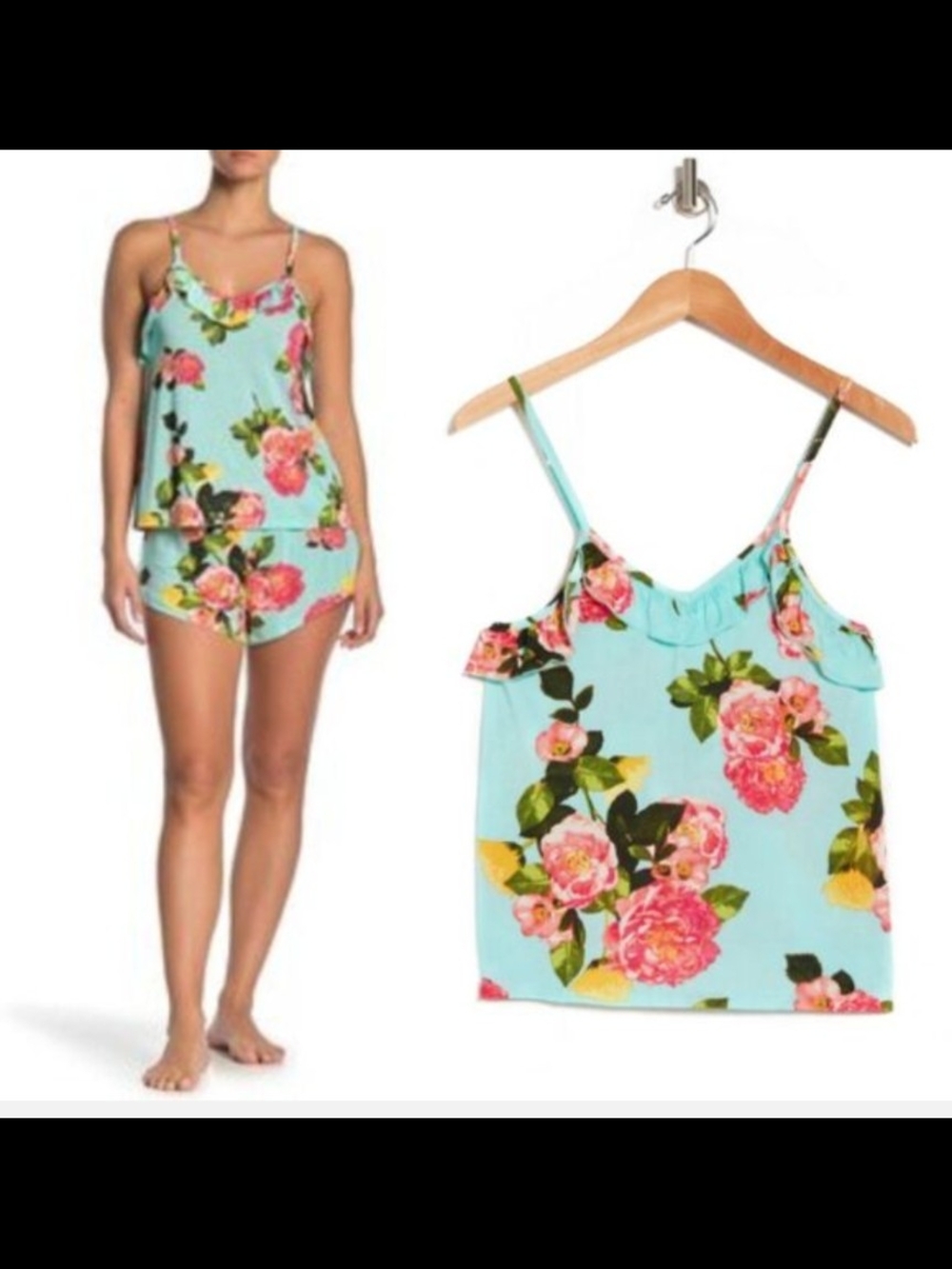 Betsey Johnson Floral Ruffle Cami and Short Sleep Set